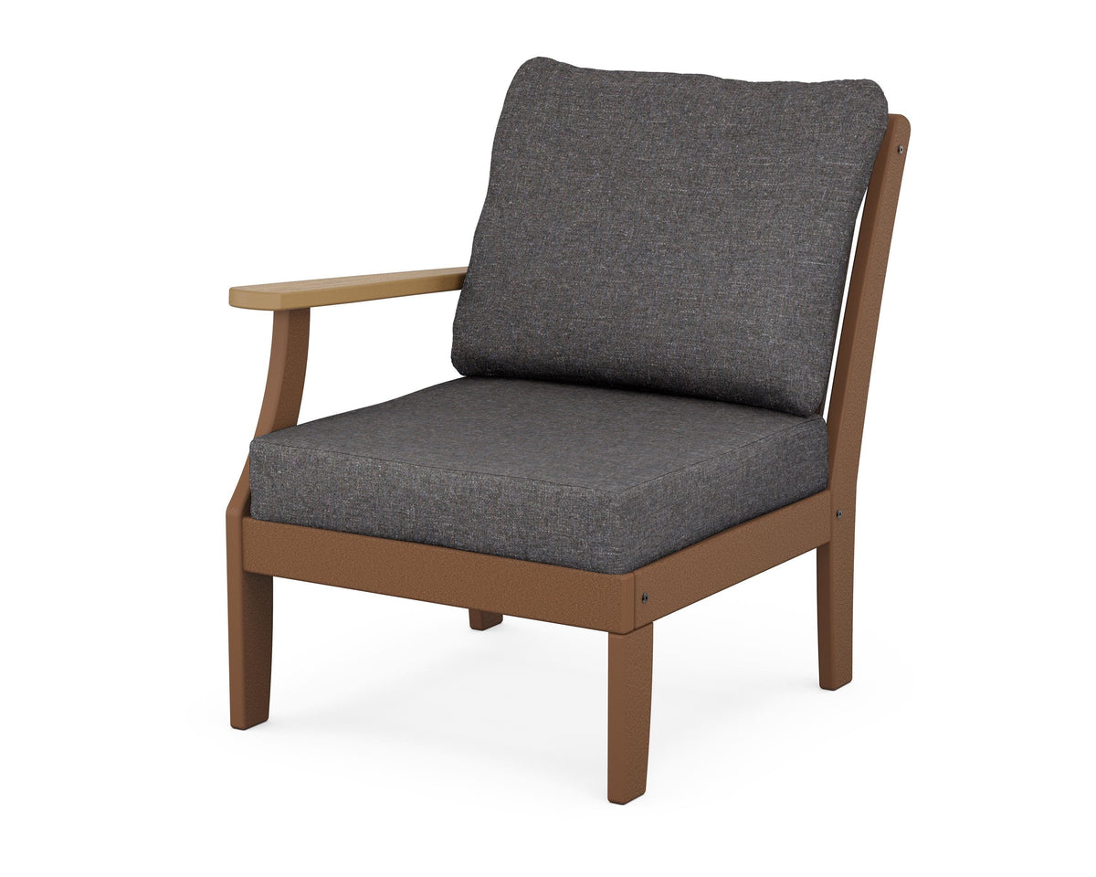 POLYWOOD Braxton Modular Left Arm Chair in Teak / Natural / Ash Charcoal