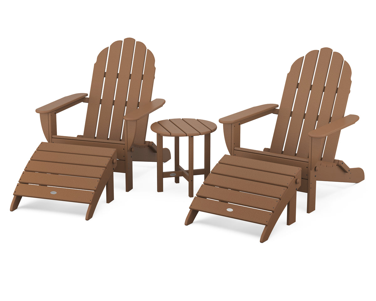 POLYWOOD Classic Oversized Adirondack 5-Piece Casual Set in Teak