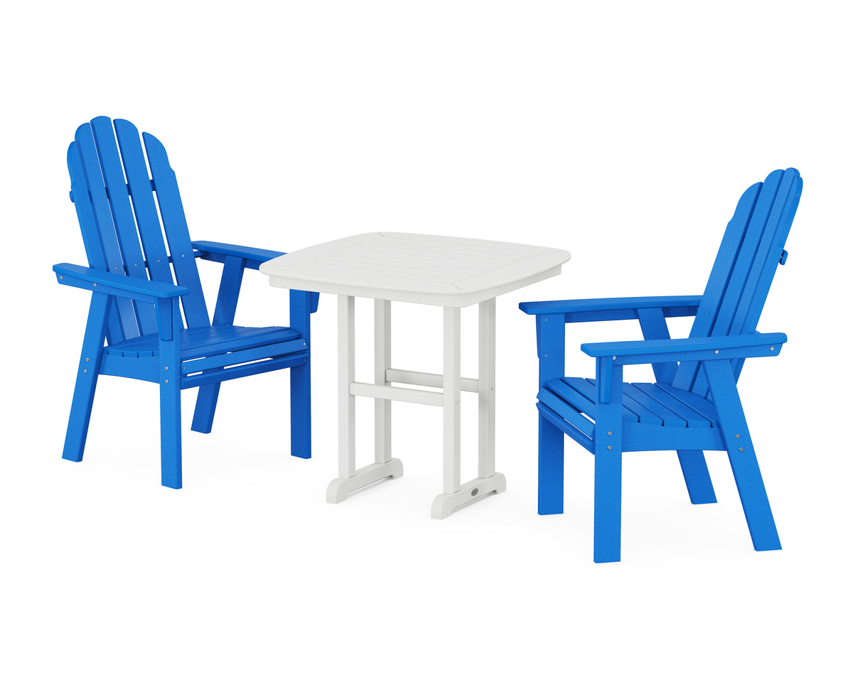 POLYWOOD Vineyard Adirondack 3-Piece Dining Set in Pacific Blue / White