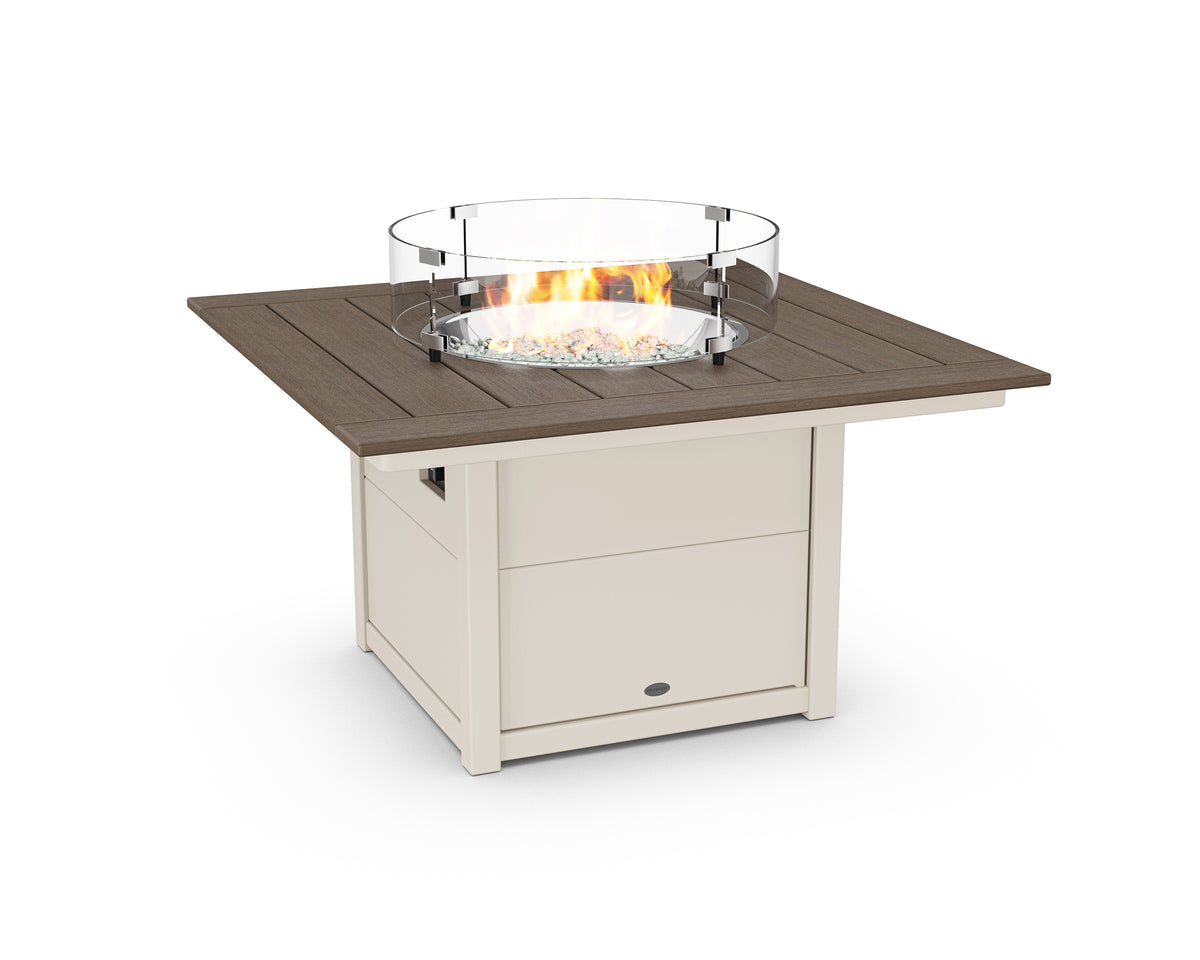 POLYWOOD Square 42" Fire Pit Table in Sand / Kona