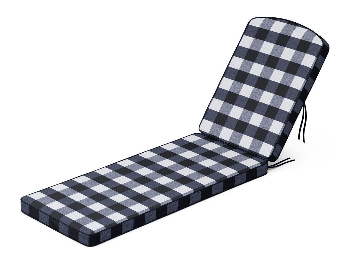 POLYWOOD Chinoiserie Chaise Cushion in Buffalo Plaid Marine Indigo