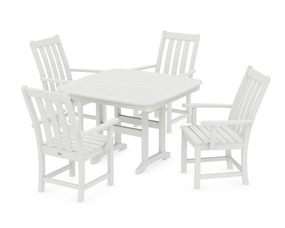 POLYWOOD Vineyard 5-Piece Dining Set with Trestle Legs - 44" Table in Vintage White