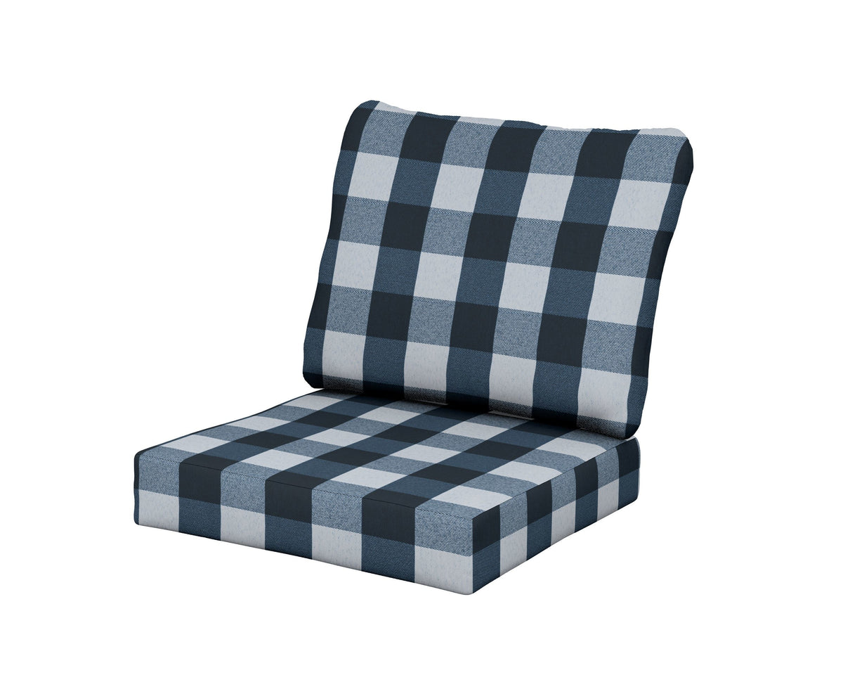 POLYWOOD Classics Seat/Back Cushion Set in Buffalo Plaid Marine Indigo