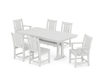 POLYWOOD Oxford 7-Piece Farmhouse Dining Set with Trestle Legs in White