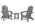 POLYWOOD Vineyard 3-Piece Curveback Adirondack Set in Slate Grey
