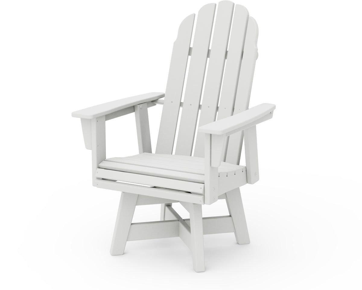 POLYWOOD Vineyard Curveback Adirondack Swivel Dining Chair in Vintage White
