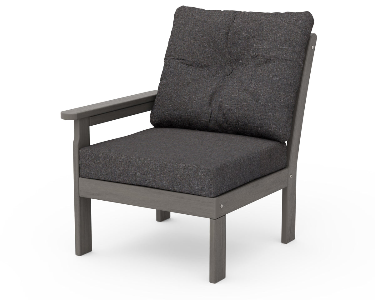 POLYWOOD Vineyard Modular Left Arm Chair in Driftwood / Ash Charcoal