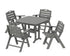 POLYWOOD Nautical Folding Lowback Chair 5-Piece Dining Set in Slate Grey