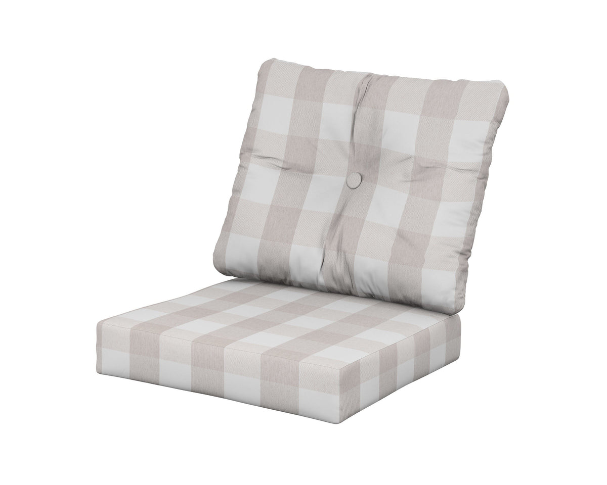 POLYWOOD Vineyard Seat/Back Cushion in Buffalo Plaid Dune Burlap