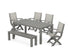 POLYWOOD Coastal Folding Chair 6-Piece Parsons Dining Set with Bench in Slate Grey / Birch