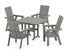 POLYWOOD Modern Curveback Adirondack 5-Piece Farmhouse Dining Set in Slate Grey