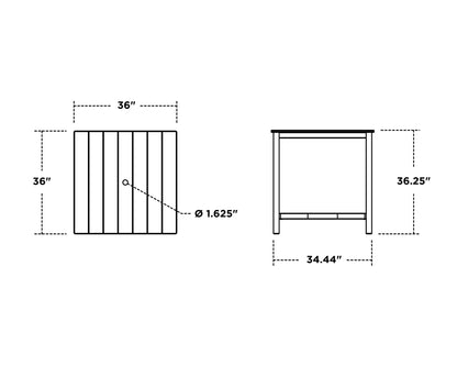 POLYWOOD Main Street 36 x 36 Counter Table dimensions
