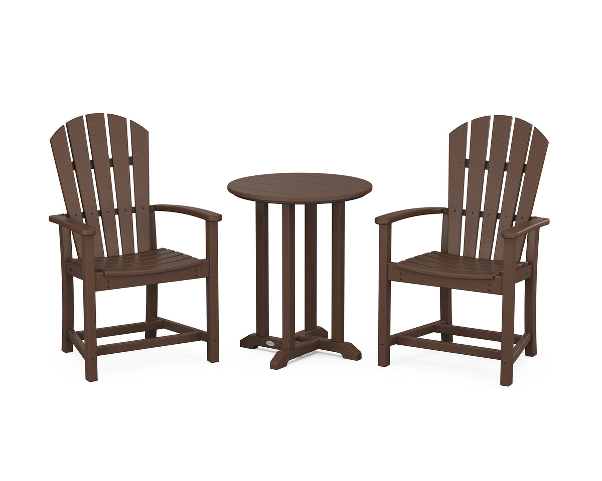 POLYWOOD Palm Coast 3-Piece Round Farmhouse Bistro Dining Set in Mahogany