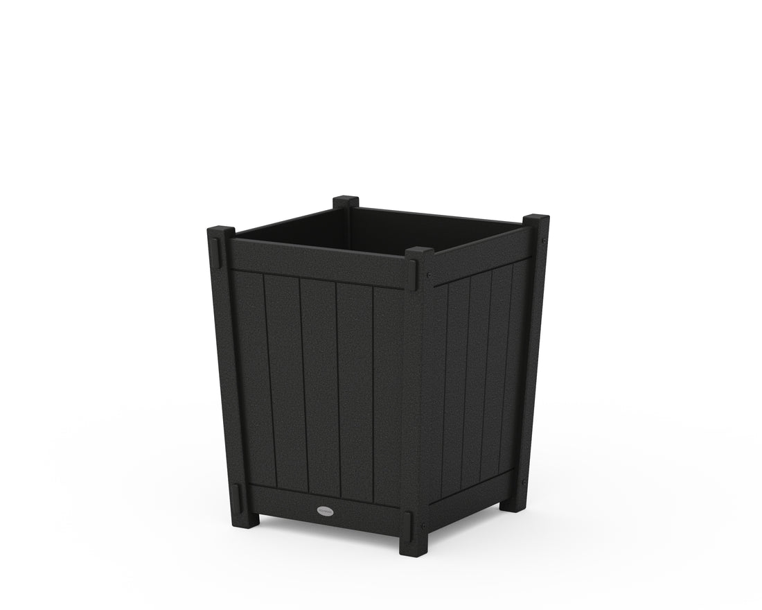 POLYWOOD Vineyard Large Tapered Square Short Planter Box in Black