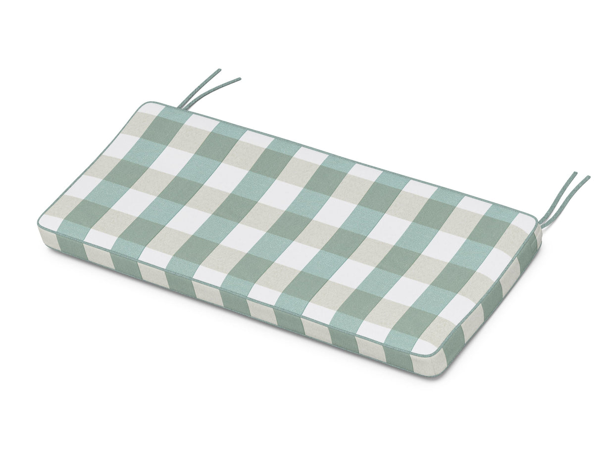 POLYWOOD Chinoiserie 48" Bench Seat Cushion in Buffalo Plaid Glacier Spa
