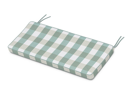 POLYWOOD Chinoiserie 48" Bench Seat Cushion in Buffalo Plaid Glacier Spa