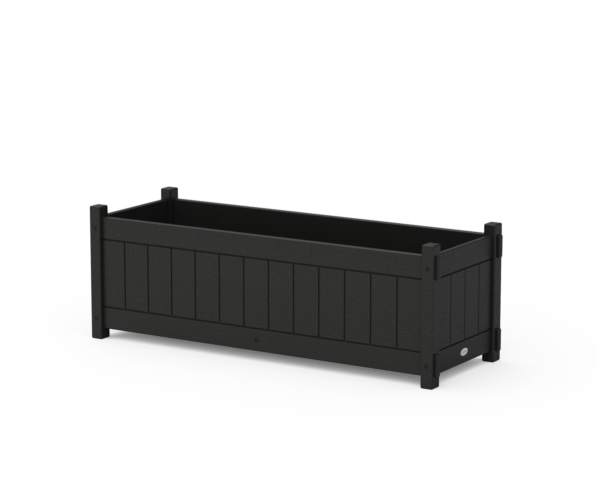 POLYWOOD Vineyard Rectangle Triple Planter Box in Black