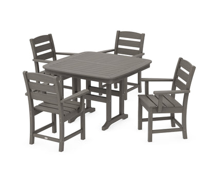 POLYWOOD Lakeside 5-Piece Dining Set with Trestle Legs - 44" Table in Driftwood