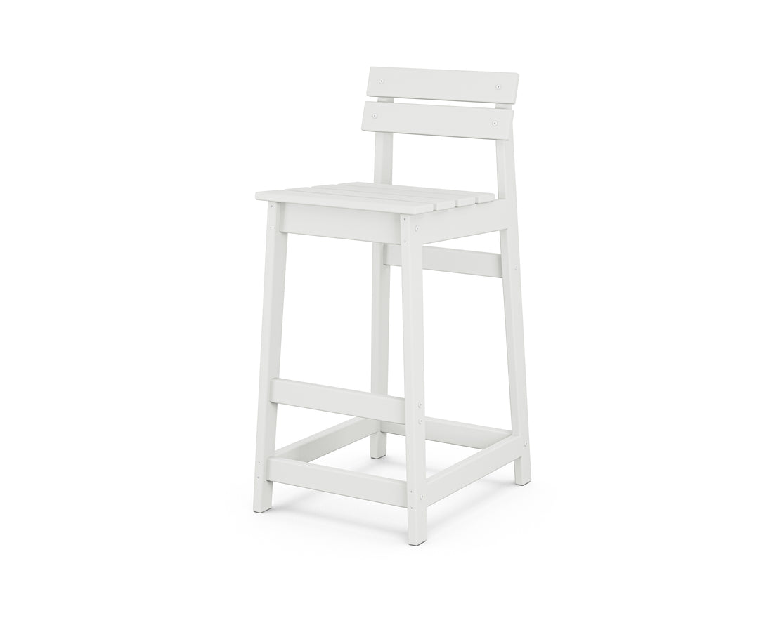 POLYWOOD Modern Studio Plaza Lowback Bar Chair in White