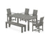 POLYWOOD Modern Adirondack 6-Piece Parsons Dining Set with Bench in Slate Grey