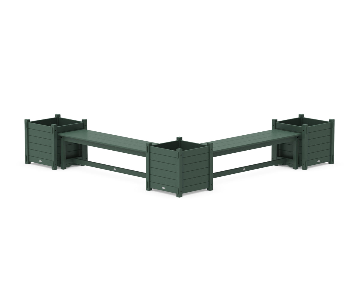 POLYWOOD 60" Nautical L-Shaped Planter Bench Corner Set - Large in Green