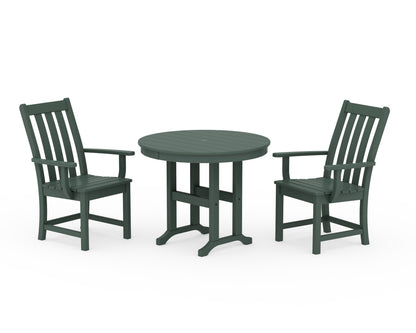 POLYWOOD Vineyard 3-Piece Round Dining Set in Green