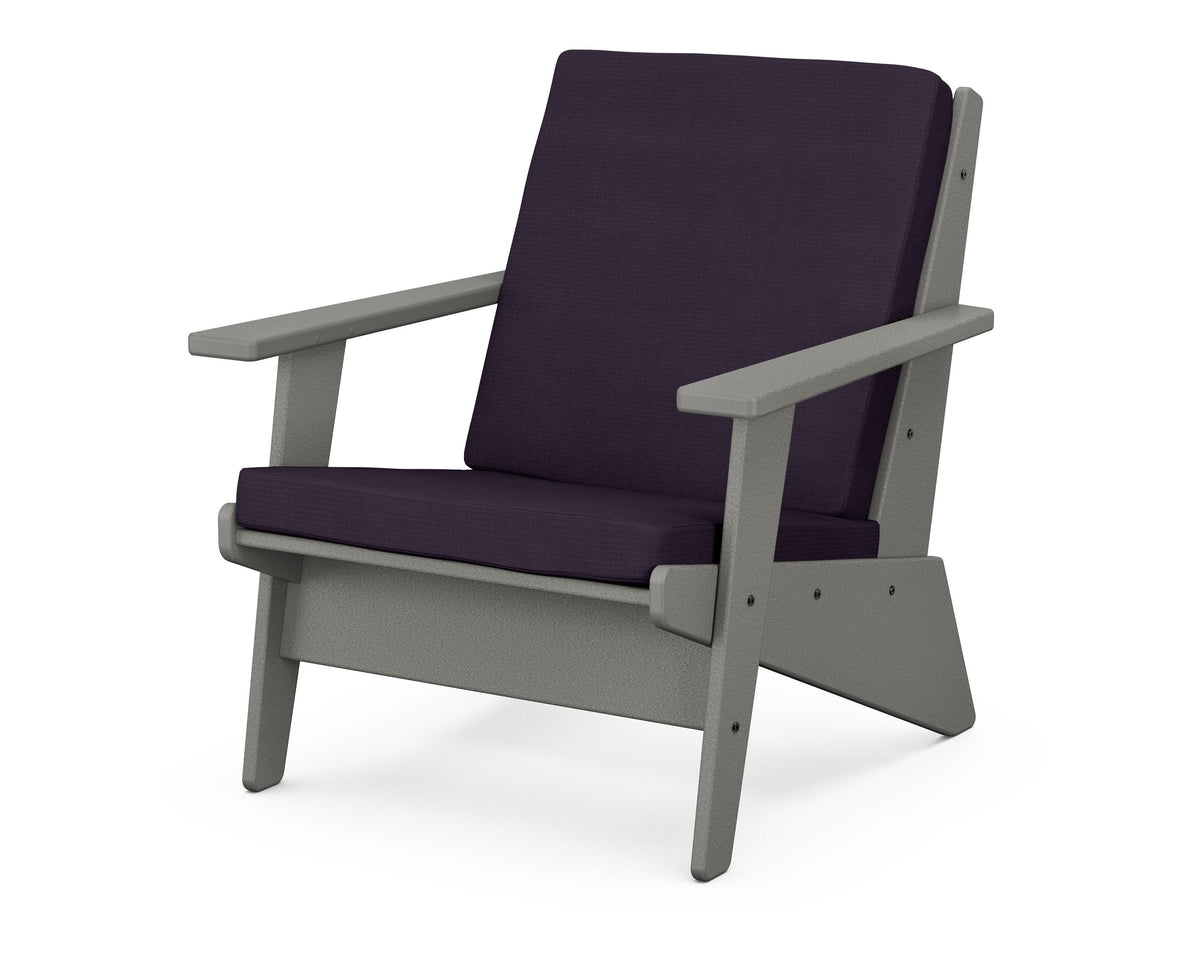 POLYWOOD Riviera Modern Lounge Chair in Slate Grey / Navy Linen
