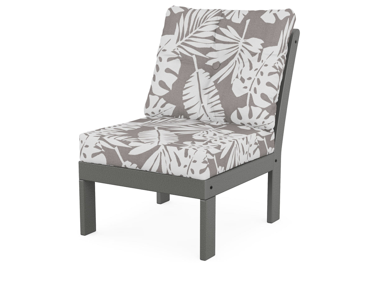POLYWOOD Vineyard Modular Armless Chair in Slate Grey / Leaf Grey Mist