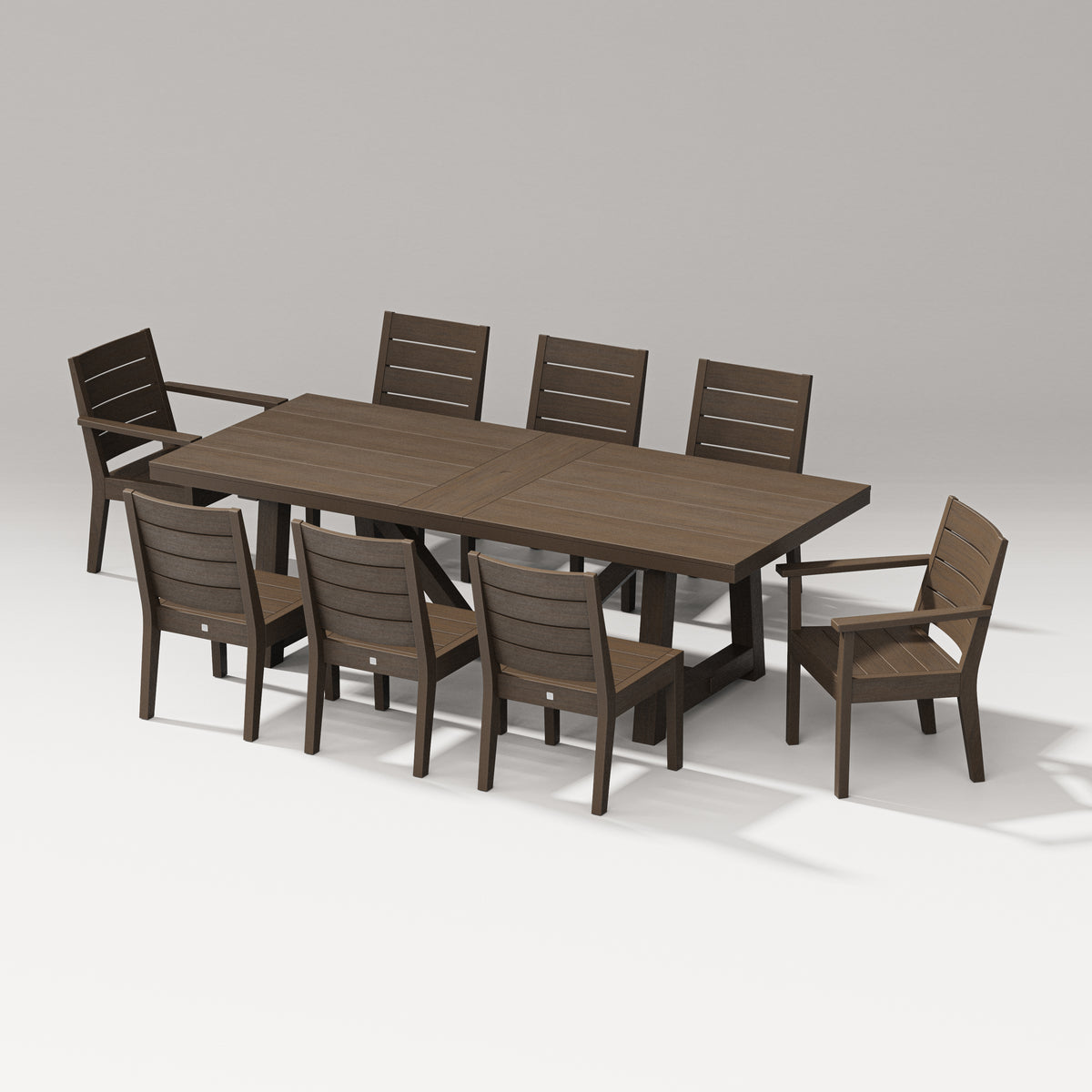 POLYWOOD PW Designer Series Latitude 9-Piece A-Frame Table Dining Set in Kona