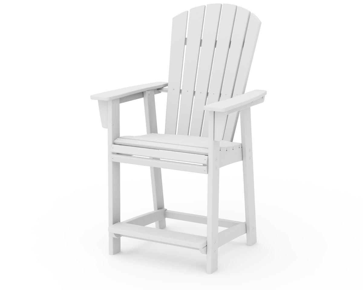 POLYWOOD Nautical Curveback Adirondack Counter Chair in White