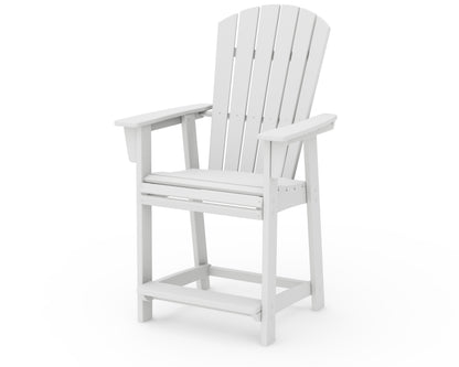 POLYWOOD Nautical Curveback Adirondack Counter Chair in White