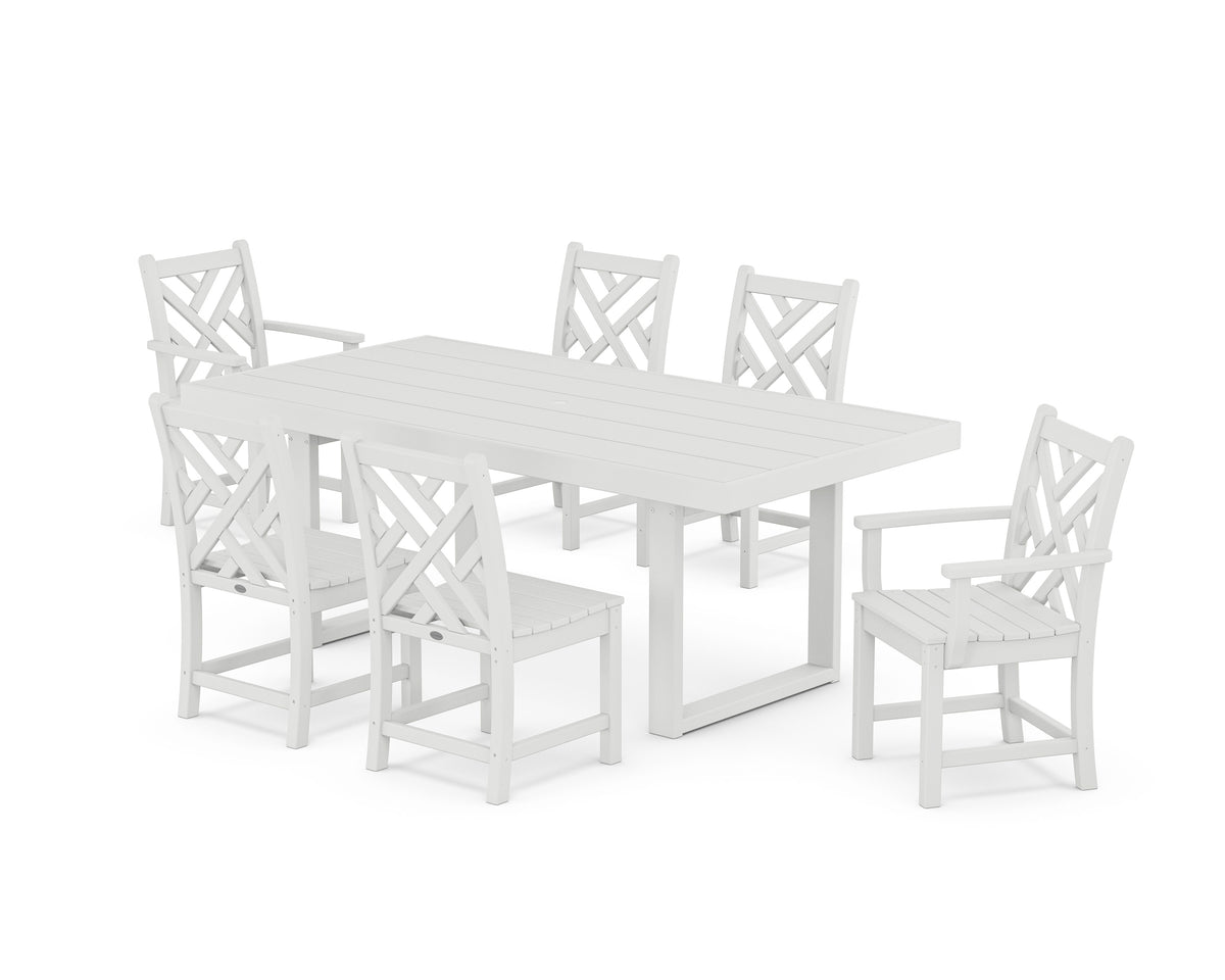 POLYWOOD Chippendale 7-Piece Dining Set - 39" x 78" Table in White