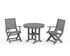 POLYWOOD Signature Folding Chair 3-Piece Round Farmhouse Dining Set in Slate Grey
