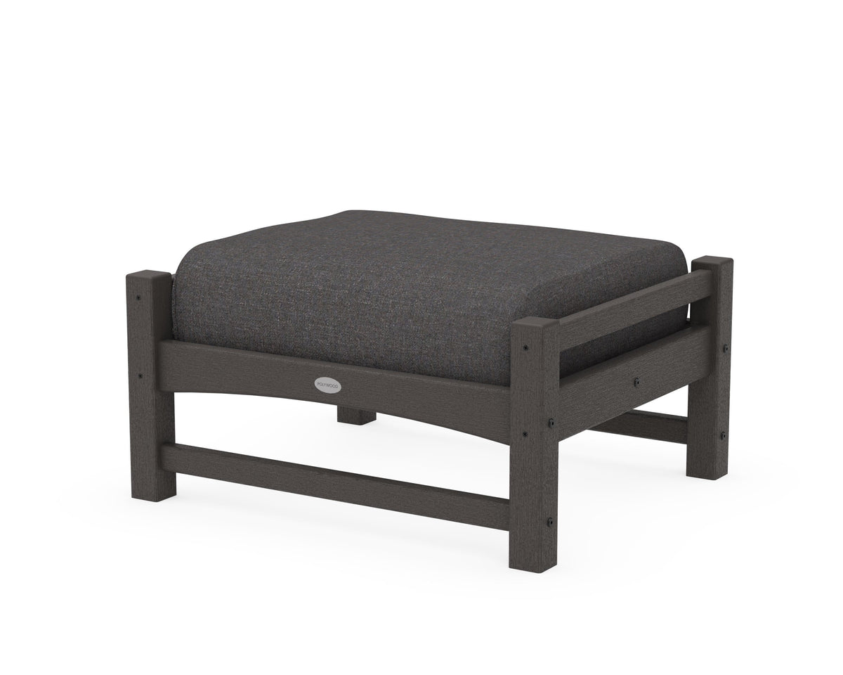 POLYWOOD Club Ottoman in Vintage Coffee / Ash Charcoal