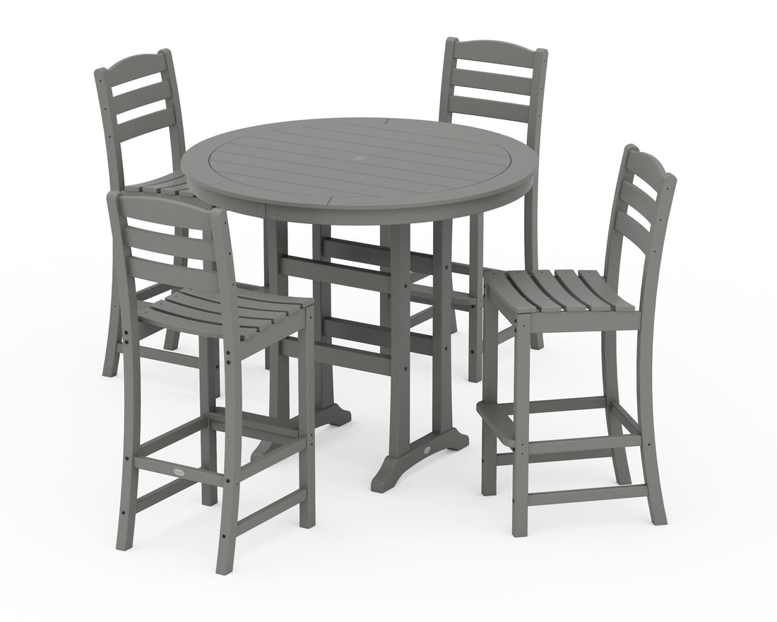 POLYWOOD La Casa Café 5-Piece Side Chair Bar Dining Set in Slate Grey