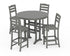 POLYWOOD La Casa Café 5-Piece Side Chair Bar Dining Set in Slate Grey