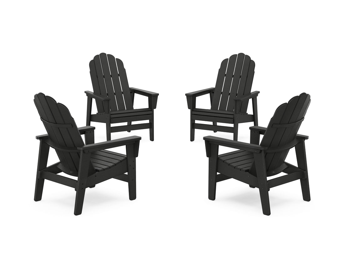 POLYWOOD 4-Piece Vineyard Grand Upright Adirondack Chair Conversation Set in Black