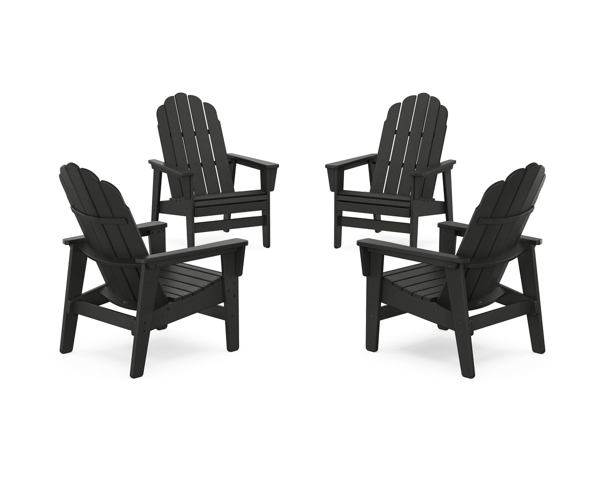 POLYWOOD 4-Piece Vineyard Grand Upright Adirondack Chair Conversation Set in Black