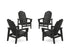 POLYWOOD 4-Piece Vineyard Grand Upright Adirondack Chair Conversation Set in Black