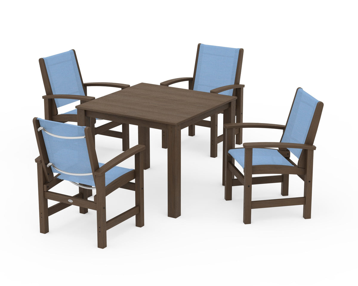 POLYWOOD Coastal 5-Piece Parsons Dining Set in Kona / Poolside