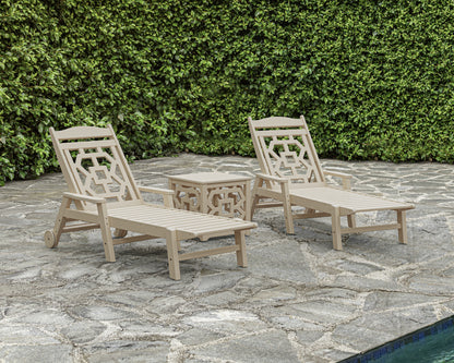 POLYWOOD Chinoiserie 3-Piece Chaise Set in an outdoor setting