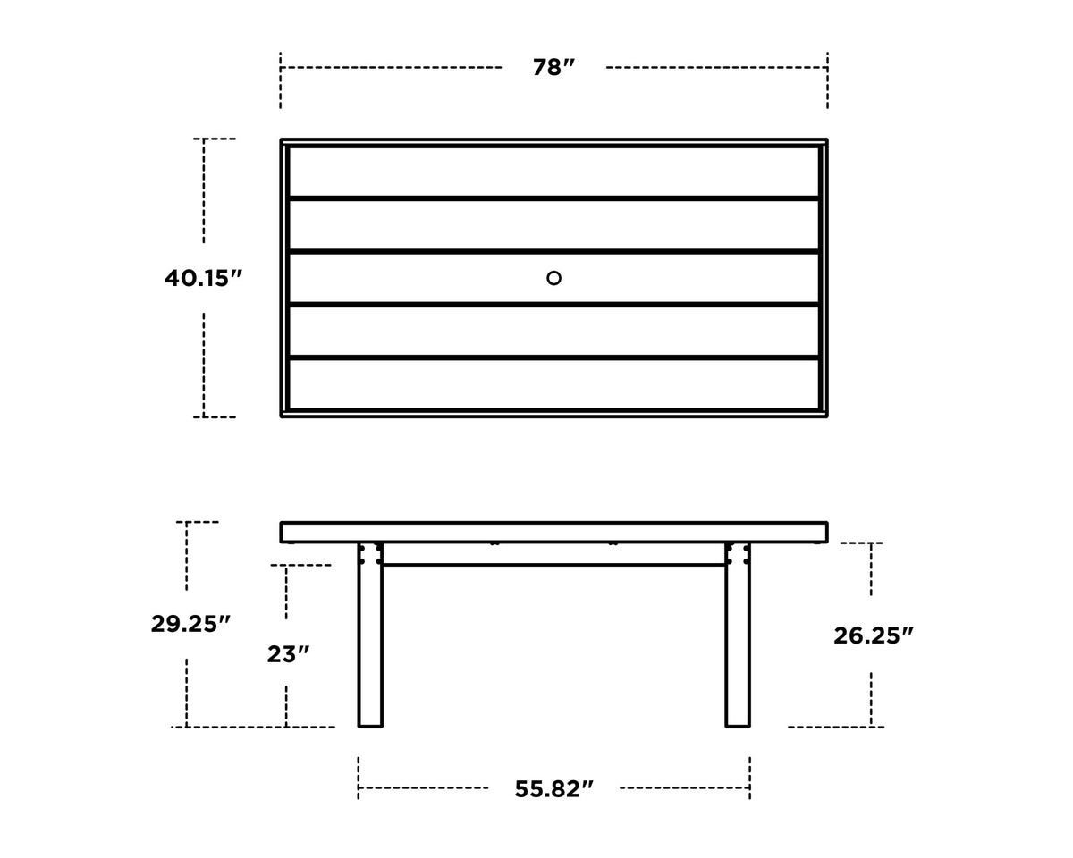 POLYWOOD EDGE 40" x 78" Dining Table dimensions