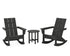 POLYWOOD Modern 3-Piece Adirondack Rocking Chair Set in Black