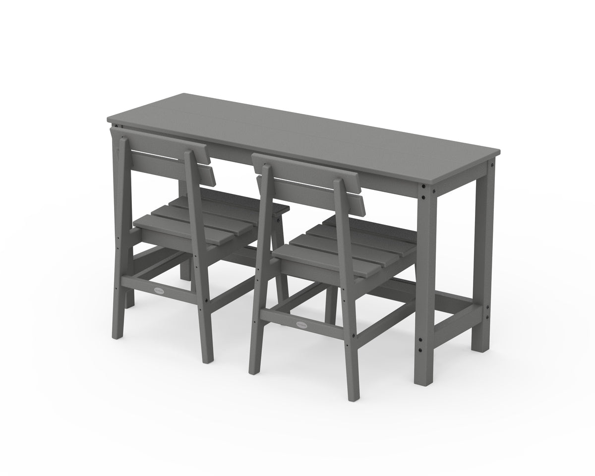 POLYWOOD Modern Studio Plaza Chair 3-Piece Balcony Set in Slate Grey