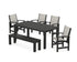 POLYWOOD Coastal 6-Piece Parsons Dining Set with Bench in Black / Birch