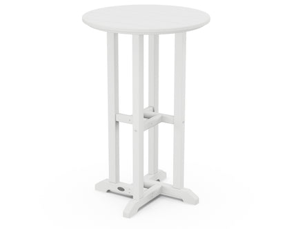 POLYWOOD 24" Round Farmhouse Counter Bistro Table in White