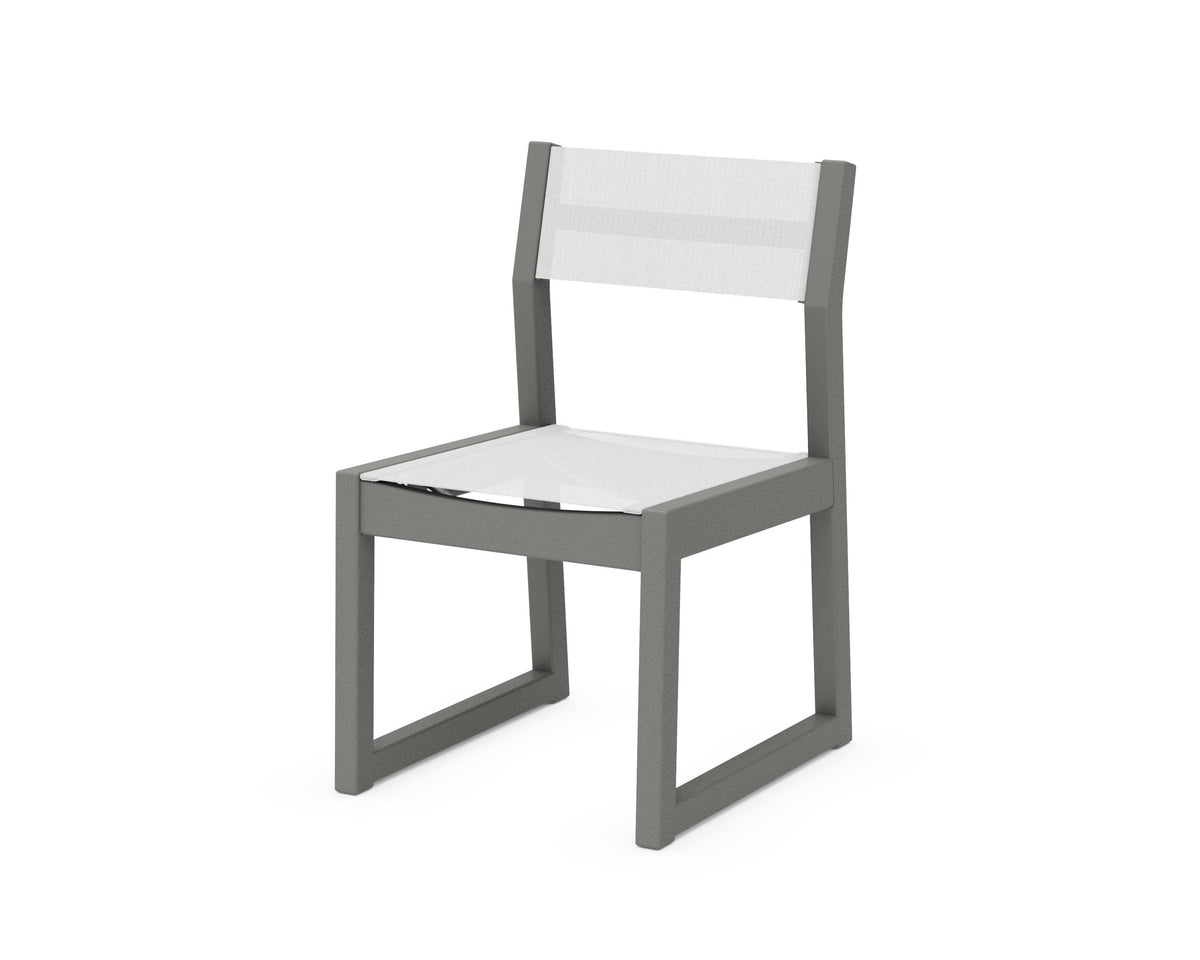 POLYWOOD EDGE Sling Dining Side Chair in Slate Grey / White