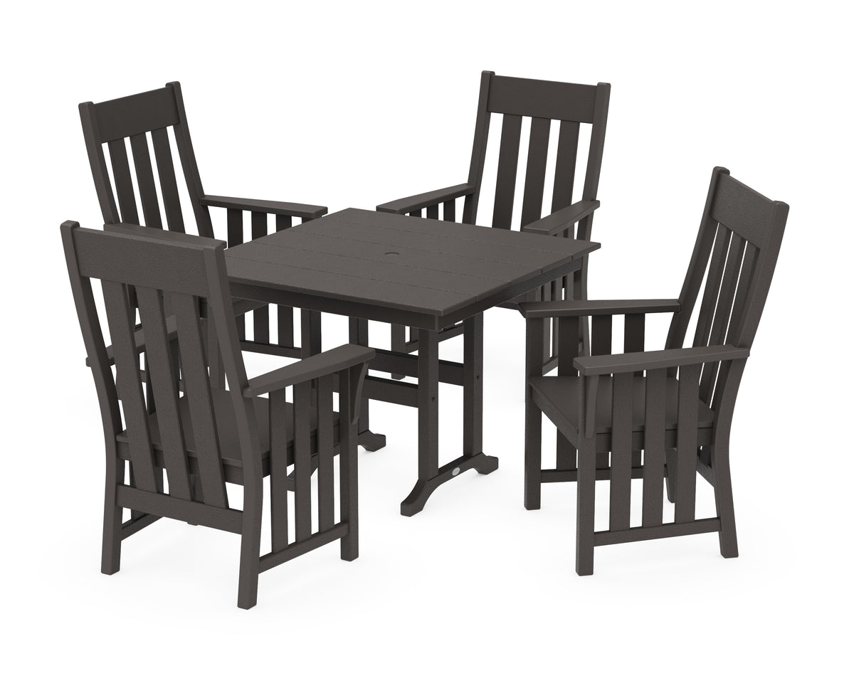 POLYWOOD Acadia 5-Piece Farmhouse Dining Set in Vintage Coffee