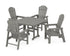 POLYWOOD South Beach 5-Piece Dining Set with Trestle Legs - 44" Table in Slate Grey