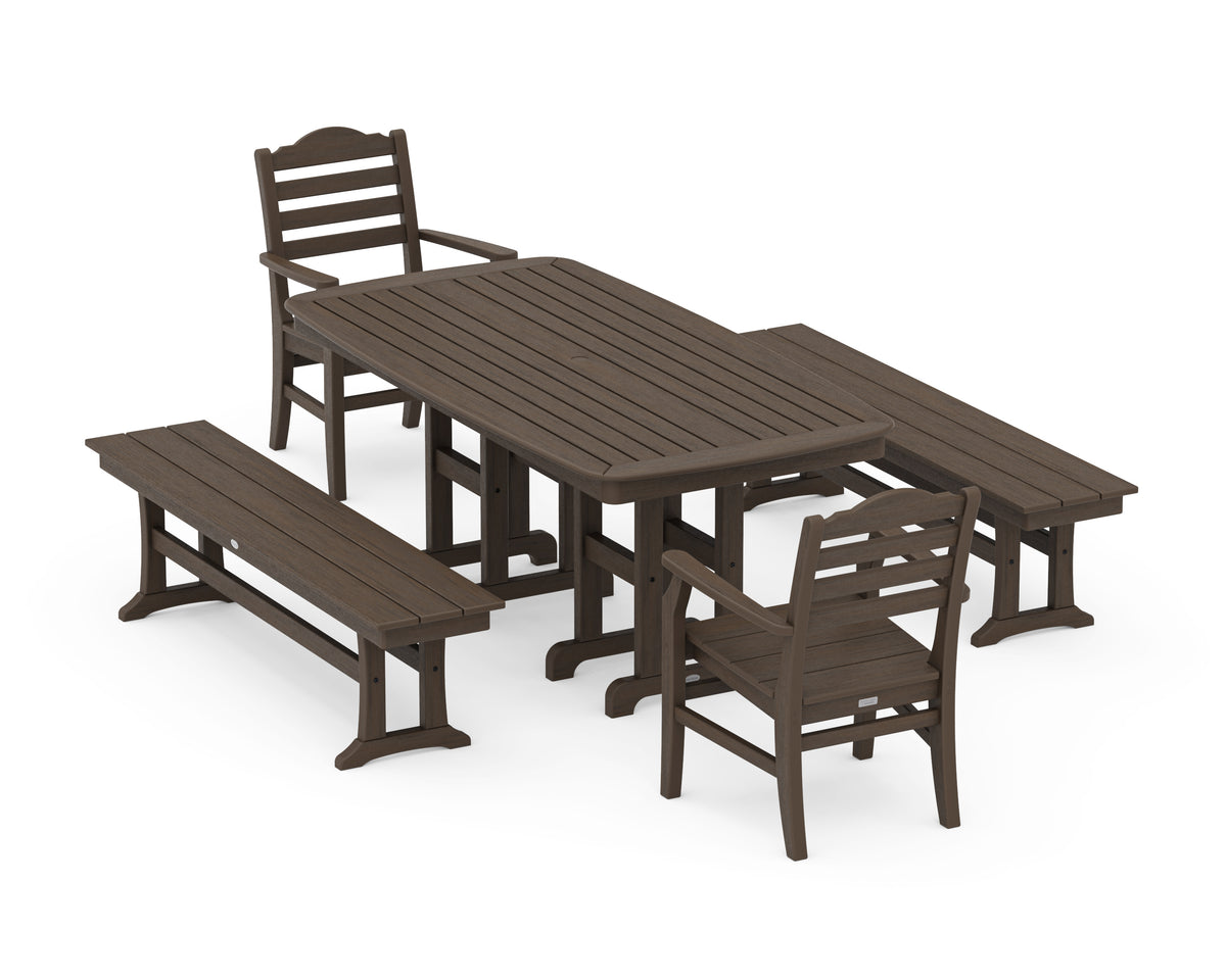 POLYWOOD Savannah 5-Piece Dining Set with Benches in Kona